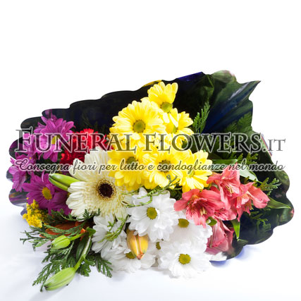 Bouquet funebre di fiori di campo per porgere condoglianze