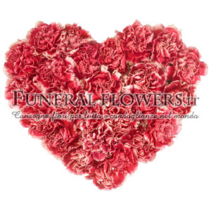 Cuore funebre di garofani rosa