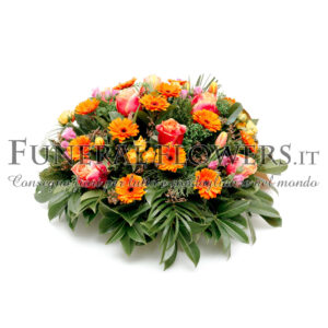 Cuscino funebre di fiori arancio