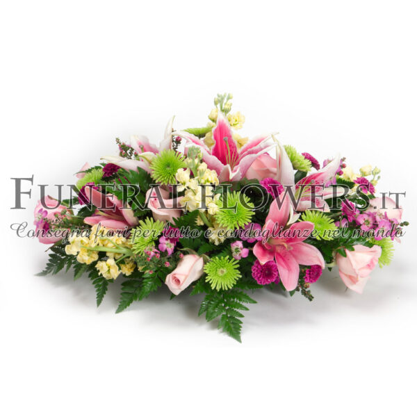 Cuscino funebre di fiori rosa